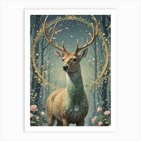 Deer In The Forest no2 Art Print