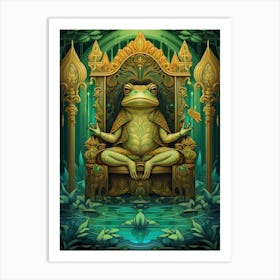 African Bullfrog On A Throne Storybook Style 4 Art Print