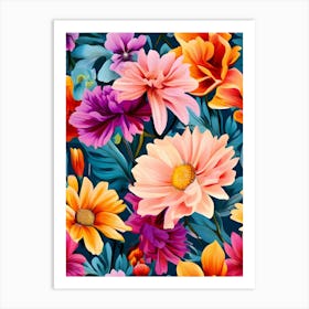 Seamless Floral Pattern 53 Art Print