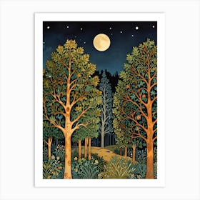 William Morris Moonlight In The Forest 106 Art Print