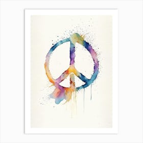 Peace Sign Symbol Minimal Watercolour Art Print