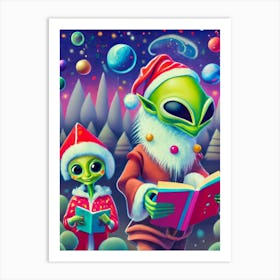 Alien Child Sing Christmas Carols Art Print