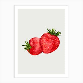 Strawberry Watercolor Painting Art Print