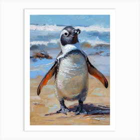 African Penguin Dunedin Taiaroa Head Oil Painting 1 Art Print