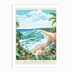 Poster Of Diamond Beach, Bali, Indonesia, Matisse And Rousseau Style 1 Art Print