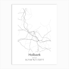 Holbaek,Denmark Minimalist Map Art Print