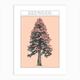 Redwood Tree Minimalistic Drawing 4 Poster Art Print