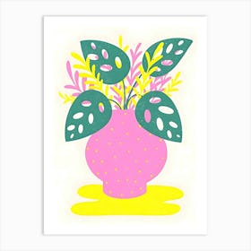 Pink Vase Flowers Art Print