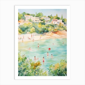 Swimming In Algarve Portugal Watercolour Art Print