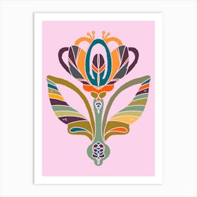 Crocus Folk Art Flower Retro Style Art Print