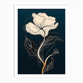 Gladioli Line Art Flowers Illustration Neutral 19 Art Print