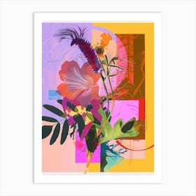 Prairie Clover 2 Neon Flower Collage Art Print