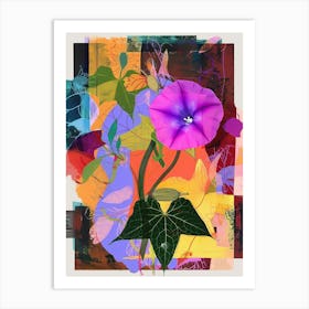 Morning Glory 2 Neon Flower Collage Art Print