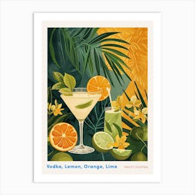Orange & Lime Art Deco Inspired Cocktail 1 Poster Art Print
