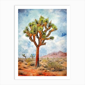 Joshua Tree In The Rain In Nat Viga Style (1) Art Print