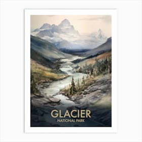 Glacier National Park Vintage Travel Poster 8 Art Print