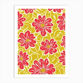 Peppermint Floral Print Warm Tones 2 Flower Art Print