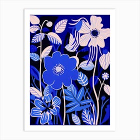 Blue Flower Illustration Passionflower 1 Art Print