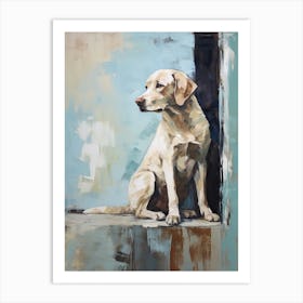 Labrador Retriever Dog, Painting In Light Teal And Brown 1 Art Print