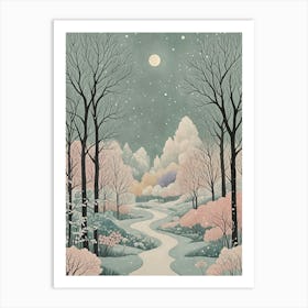 Pastel Forest Snowfall Art Print