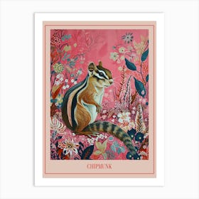 Floral Animal Painting Chipmunk 2 Poster Art Print