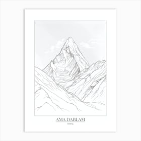 Ama Dablam Nepal Line Drawing 5 Poster Art Print