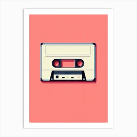 Cassette Tape On Pink Background Art Print