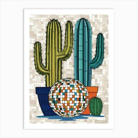 Cactus And Disco Ball Art Print