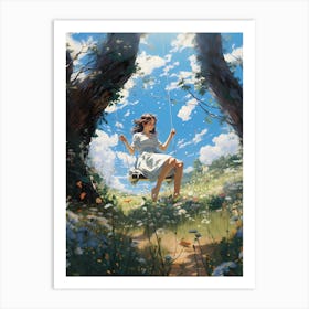 Girl on a Swing Art Print