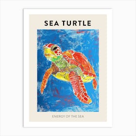 Detailed Sea Turtle Crayon Scribble Poster 2 Art Print