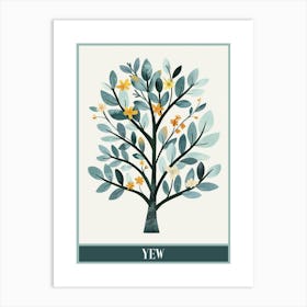 Yew Tree Flat Illustration 5 Poster Art Print