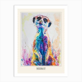 Meerkat Colourful Watercolour 3 Poster Art Print