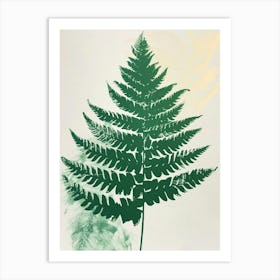 Green Ink Painting Of A Golden Leather Fern 2 Art Print