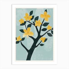 Paulownia Tree Illustration Flat 3 Art Print