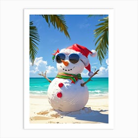 Snowman On The Beach 5 Art Print