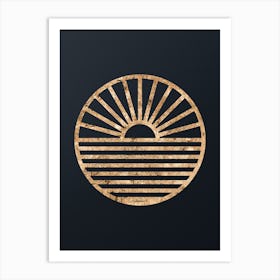 Abstract Geometric Gold Glyph on Dark Teal n.0086 Art Print