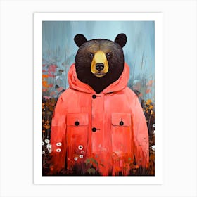 Bear In Red Jacket animal Art Print