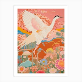 Maximalist Bird Painting Egret 1 Art Print