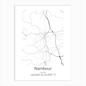 Nambour,Australia Minimalist Map Art Print