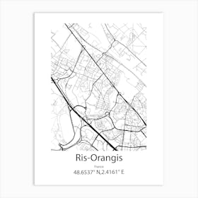 Ris Orangis,France Minimalist Map Art Print