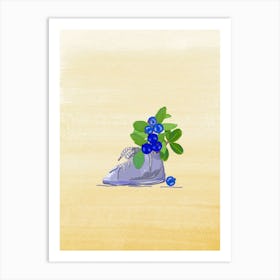 Kids shoe with Blueberries Art Print