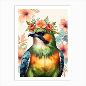 Bird With Flower Crown 3 Art Print