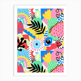 Abstract Maximalist Dopamine Collage Art Print