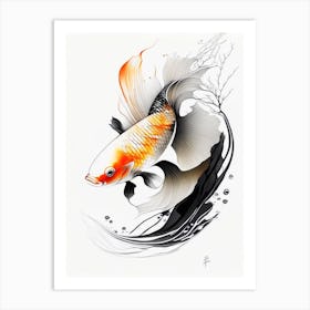 Soragoi Koi Fish Minimal Line Drawing Art Print