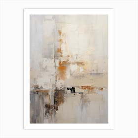 Beige And Brown Abstract Raw Painting 3 Art Print