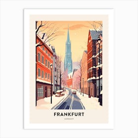 Vintage Winter Travel Poster Frankfurt Germany 1 Art Print