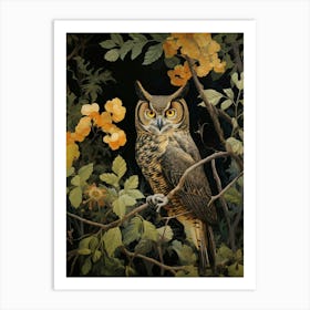 Dark And Moody Botanical Owl 2 Art Print