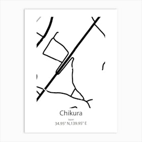 Chikura,Japan Minimalist Map Art Print