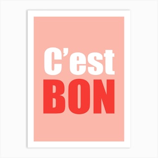 Cest Bon Pink And Red Art Print