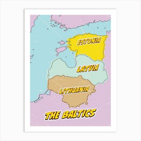 Pop Art Map Of The Baltics Art Print